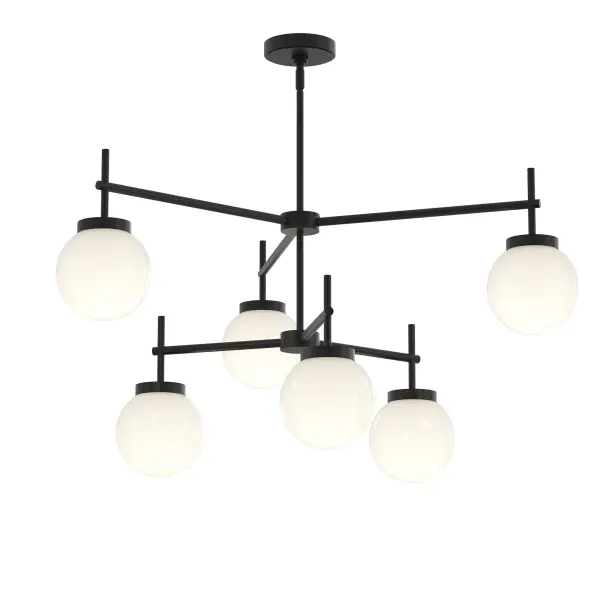Contemporary Six-Light Chandelier with Warm Brushed Gold Finish - Image 1