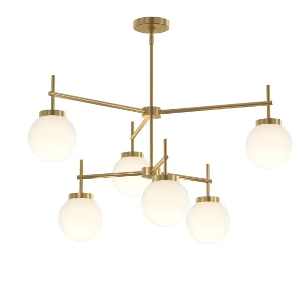 Contemporary Six-Light Chandelier with Warm Brushed Gold Finish - Image 2
