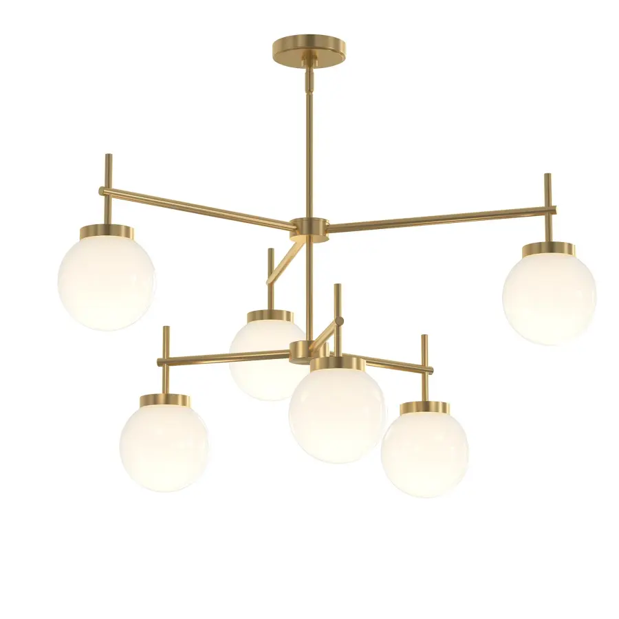 Contemporary Six-Light Chandelier with Warm Brushed Gold Finish - Image 2