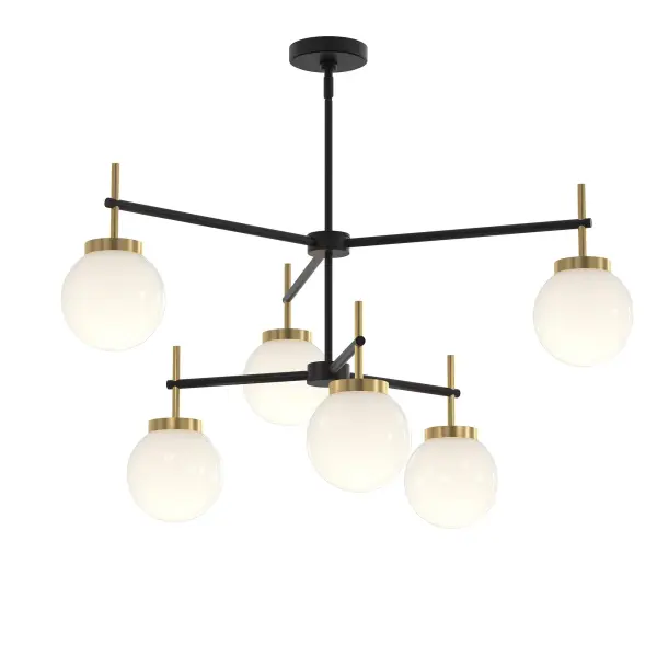 Contemporary Six-Light Chandelier with Warm Brushed Gold Finish - Image 3