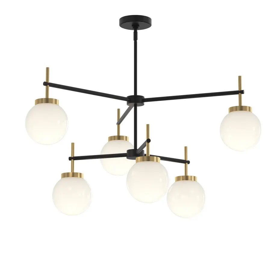 Contemporary Six-Light Chandelier with Warm Brushed Gold Finish - Image 3