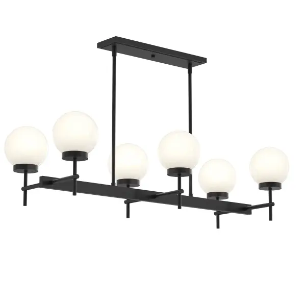 The Rigsby six-light chandelier brings soft modern elegance to dining and kitchen spaces. Its linear design and brushed gold finish create a sophisticated focal point perfect for contemporary and transitional interiors.