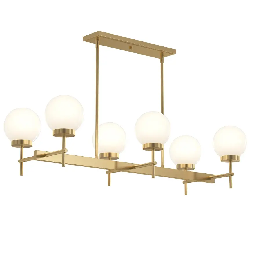 Contemporary Linear Chandelier with Warm Brushed Gold Finish - Image 2