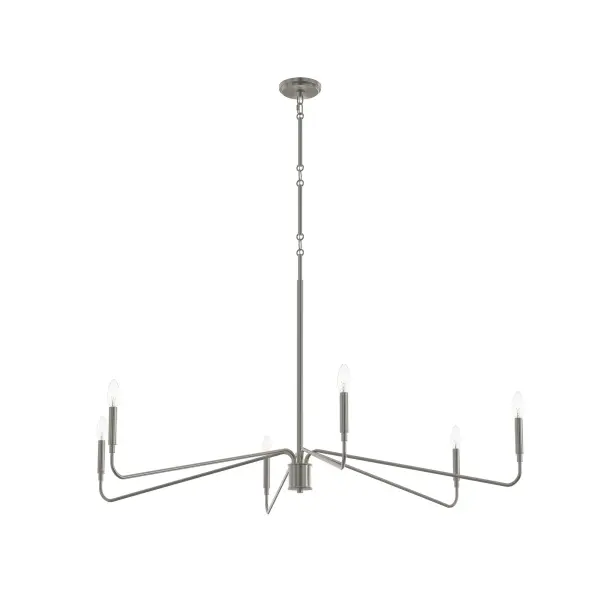 The Pilar chandelier offers versatile transitional styling with its matte black finish and six-light configuration. Perfect for dining rooms and living spaces, it provides ample illumination while making a sophisticated design statement.