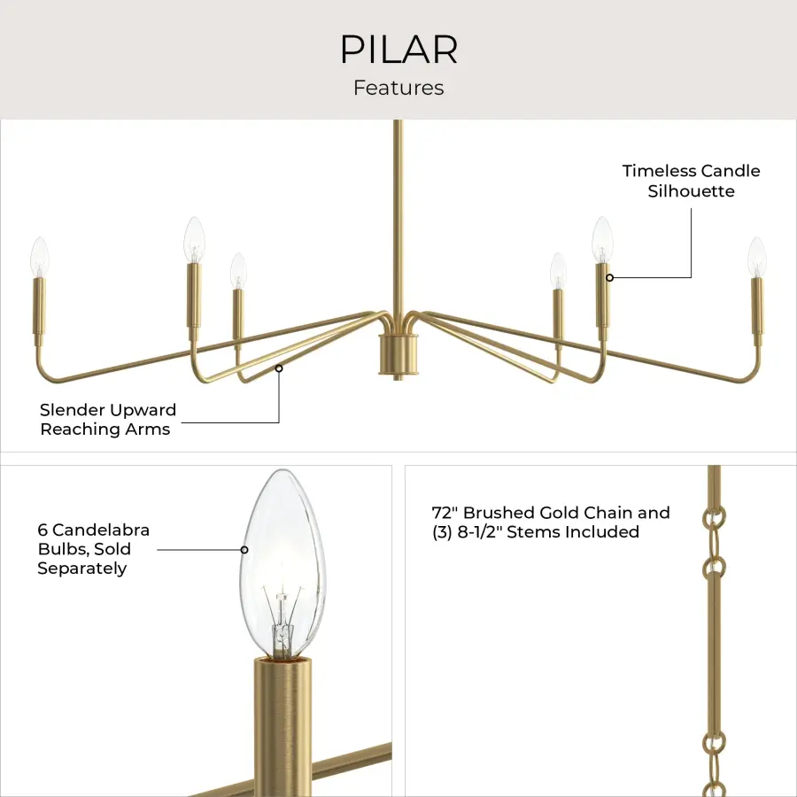 Pilar Six-Light Chandelier - Image 25