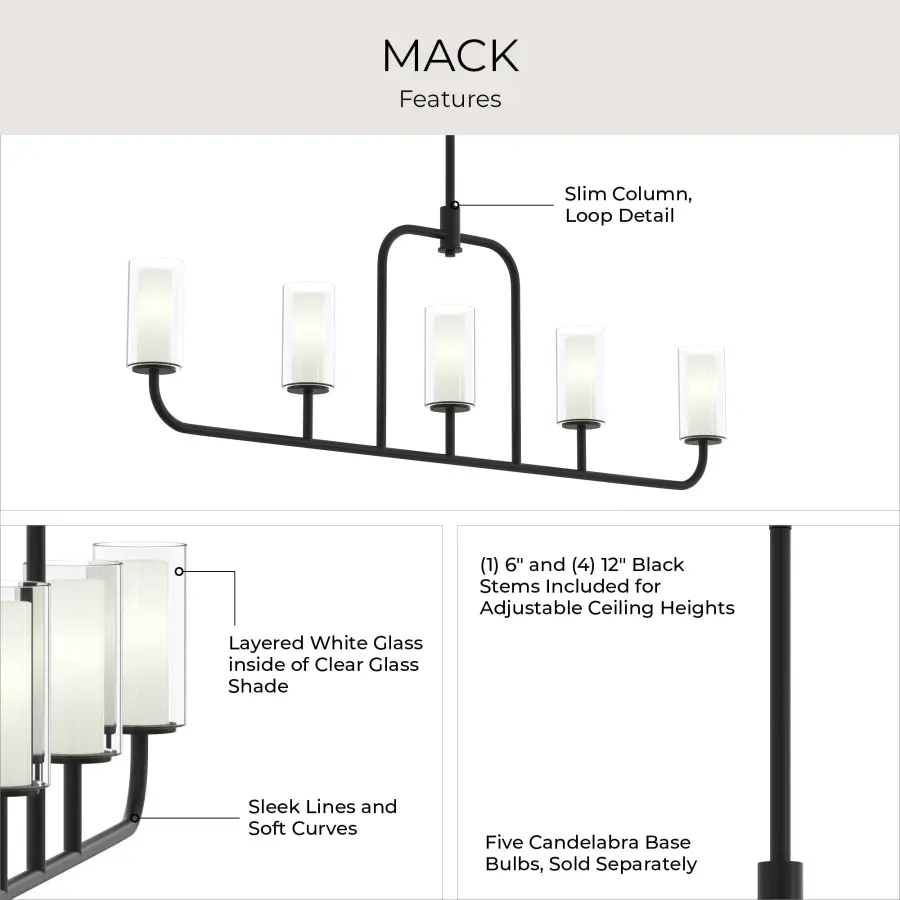 Mack Five-Light Linear Chandelier - Image 15