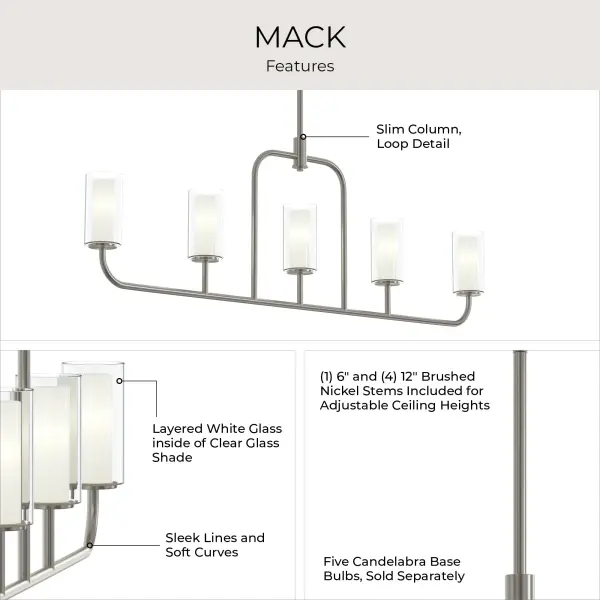 Mack Five-Light Linear Chandelier - Image 5