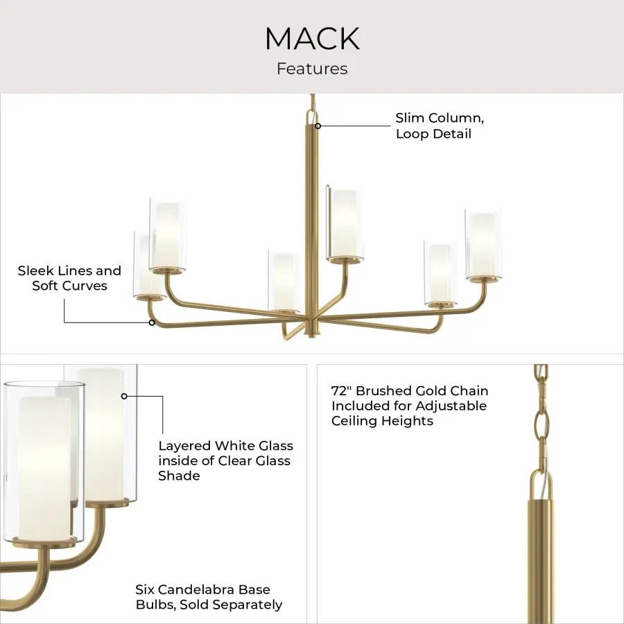 Mack Six-Light Linear Chandelier - Image 4