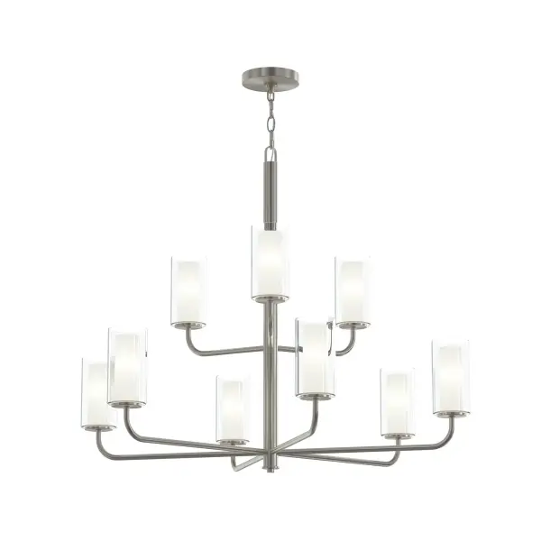 The Mack Nine-Light Linear Chandelier delivers impressive illumination with a sleek, elongated profile perfect for dining rooms and kitchen islands. Its brushed nickel finish adds refined elegance to transitional interiors.