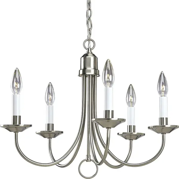 Five-Light Brushed Nickel Chandelier - Image 2