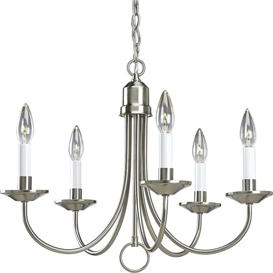 Five-Light Brushed Nickel Chandelier - Image 2