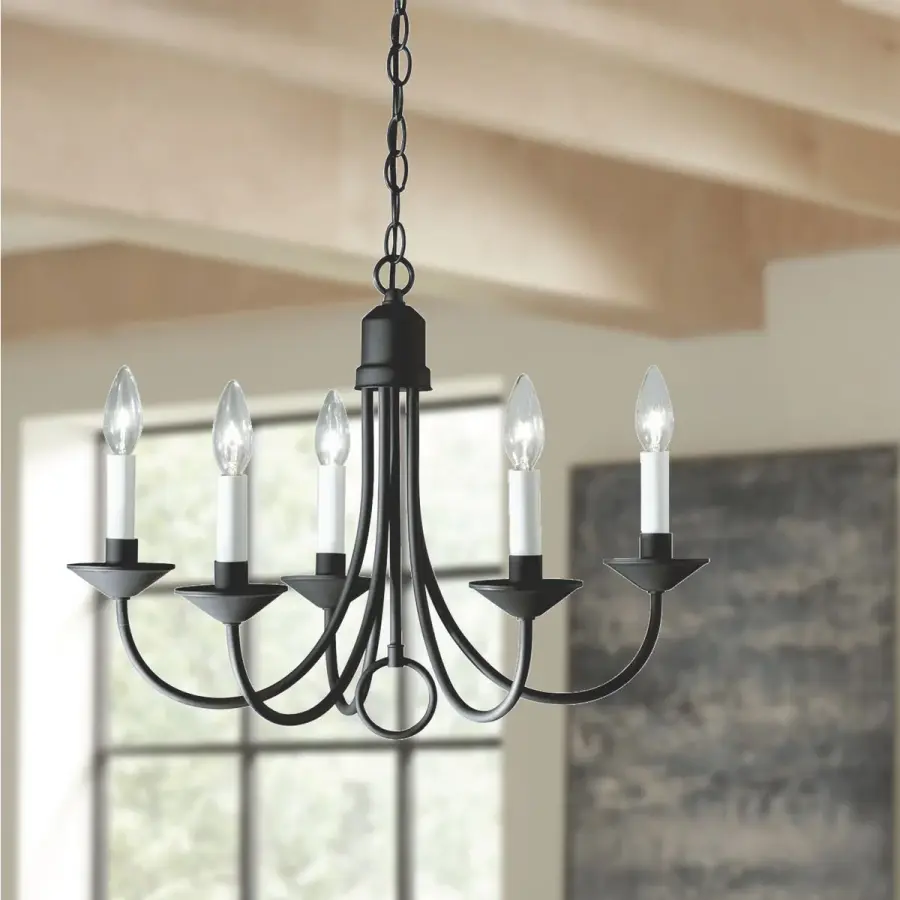 Five-Light Brushed Nickel Chandelier - Image 3
