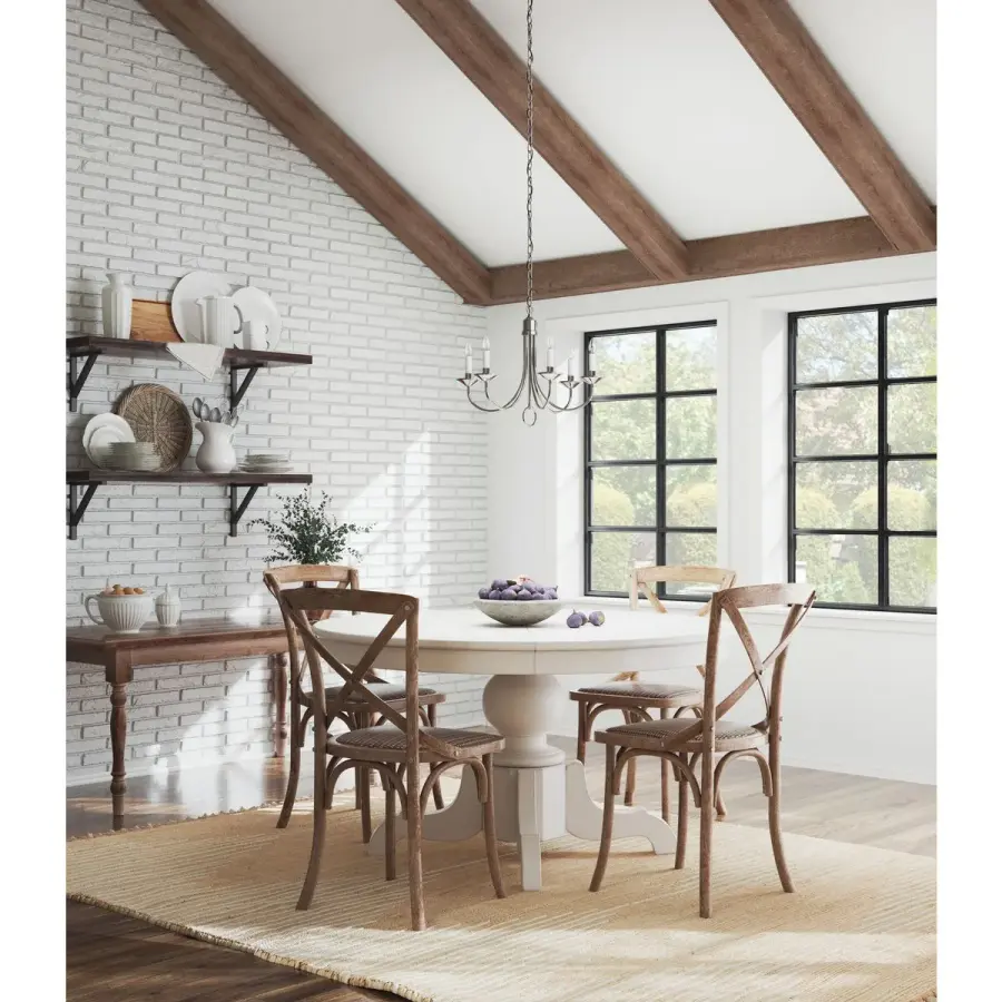 Five-Light Brushed Nickel Chandelier - Image 4