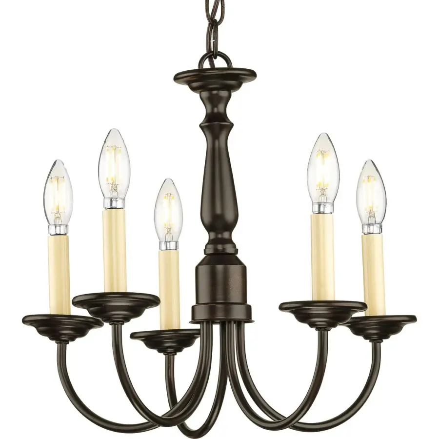 Five-Light Brushed Nickel Chandelier - Image 1