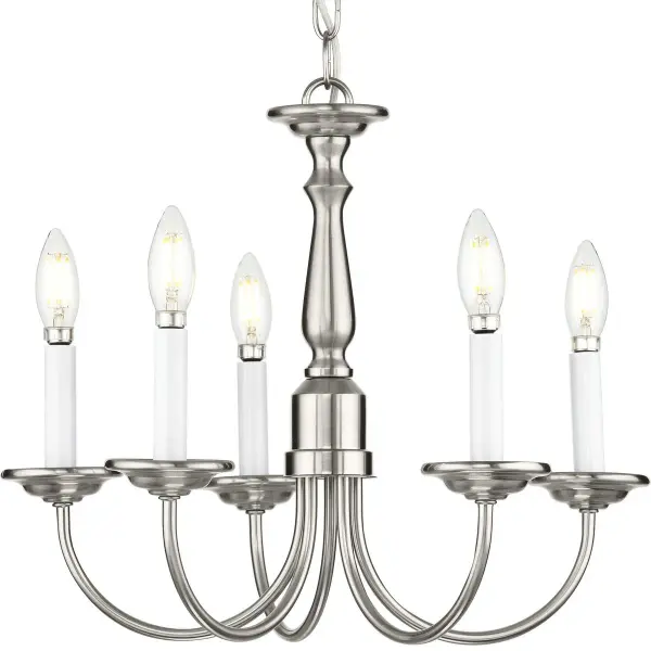 Five-Light Brushed Nickel Chandelier - Image 2