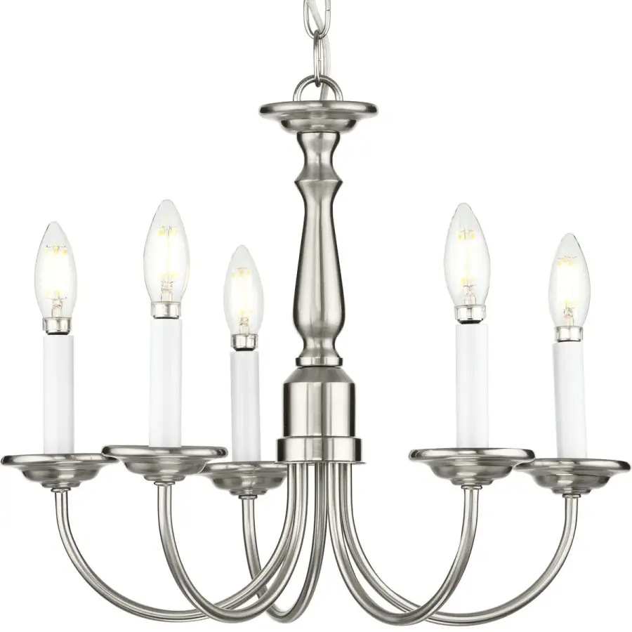 Five-Light Brushed Nickel Chandelier - Image 2