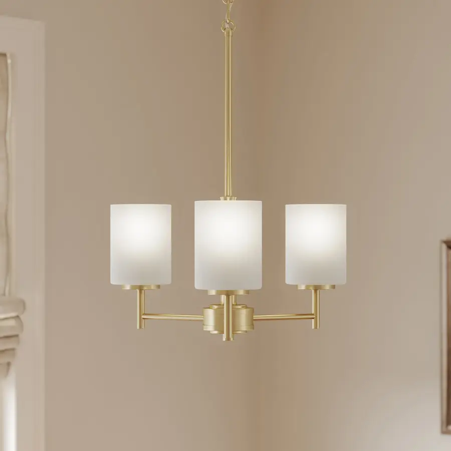 Replay Three-Light Etched White Glass Chandelier - Image 5