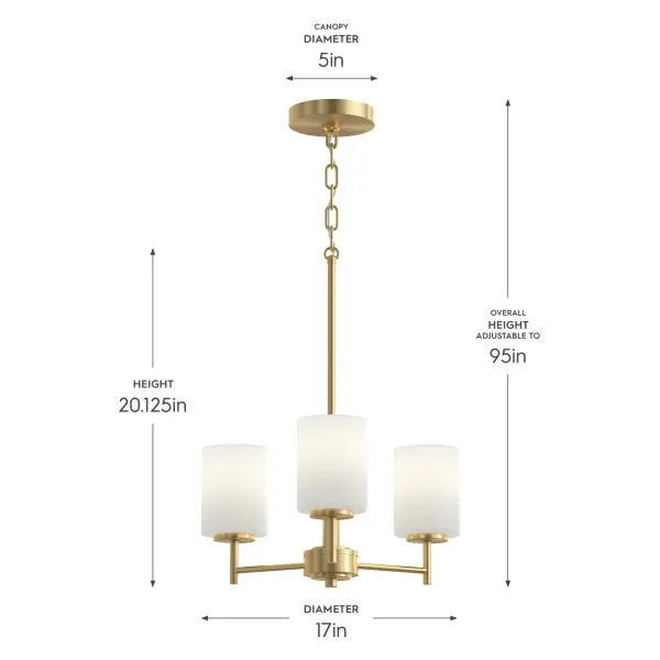 Replay Three-Light Etched White Glass Chandelier - Image 6