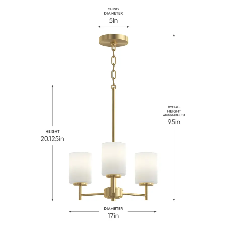 Replay Three-Light Etched White Glass Chandelier - Image 6
