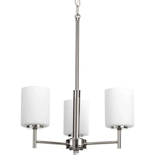 Replay Three-Light Etched White Glass Chandelier - Image 1