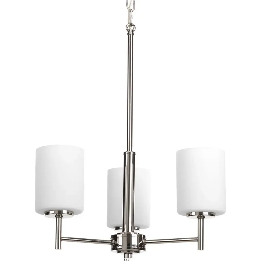 Replay Three-Light Etched White Glass Chandelier - Image 1