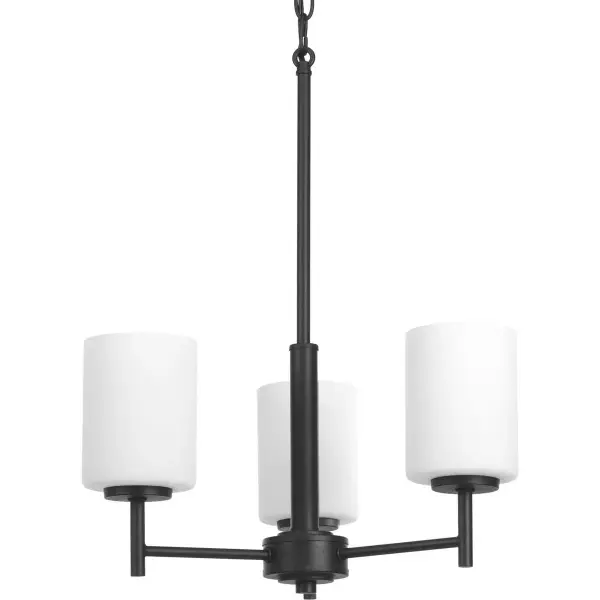 Replay Three-Light Etched White Glass Chandelier - Image 3