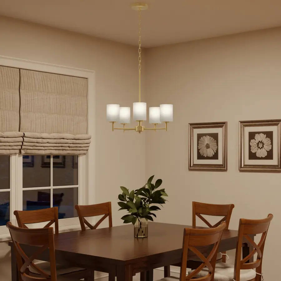 Replay Collection Five-Light Etched White Glass Chandelier - Image 11