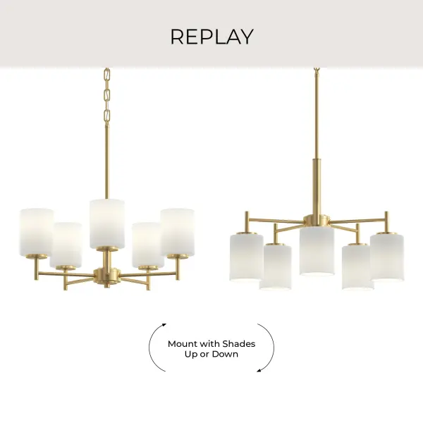 Replay Collection Five-Light Etched White Glass Chandelier - Image 13