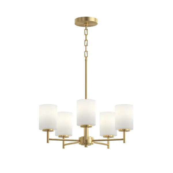 Replay Collection Five-Light Etched White Glass Chandelier - Image 14