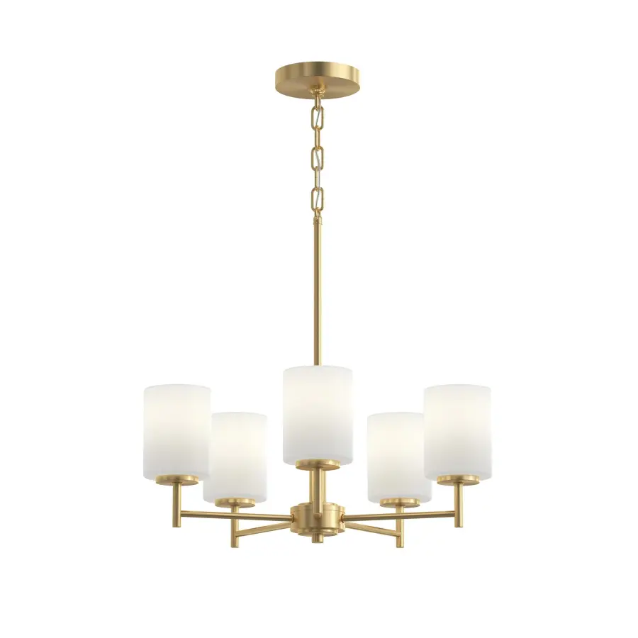 Replay Collection Five-Light Etched White Glass Chandelier - Image 14