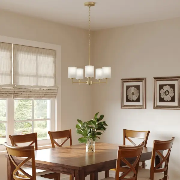 Replay Collection Five-Light Etched White Glass Chandelier - Image 8
