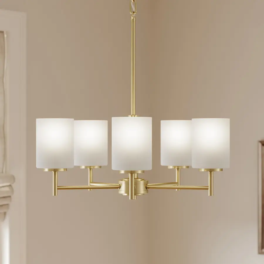 Replay Collection Five-Light Etched White Glass Chandelier - Image 9