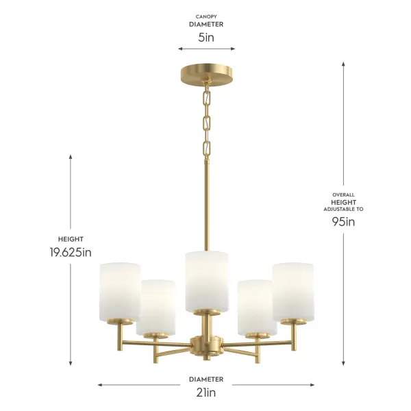 Replay Collection Five-Light Etched White Glass Chandelier - Image 10
