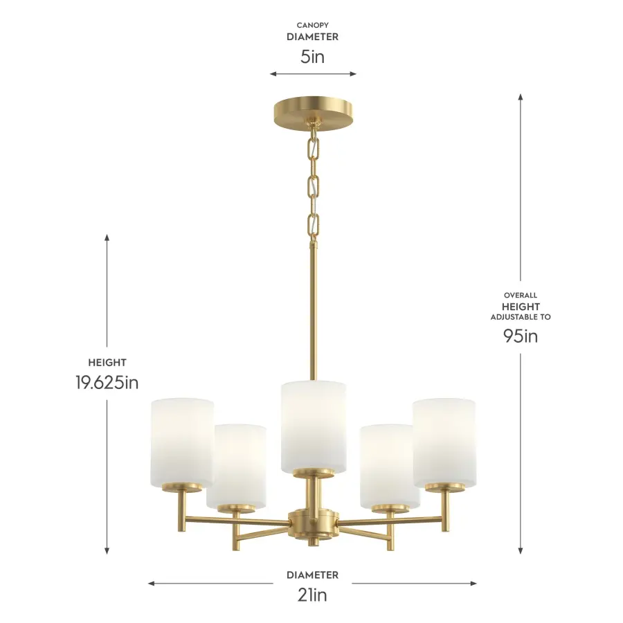 Replay Collection Five-Light Etched White Glass Chandelier - Image 10