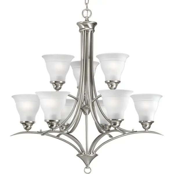 Trinity Collection Nine-Light Etched Glass Chandelier - Image 1