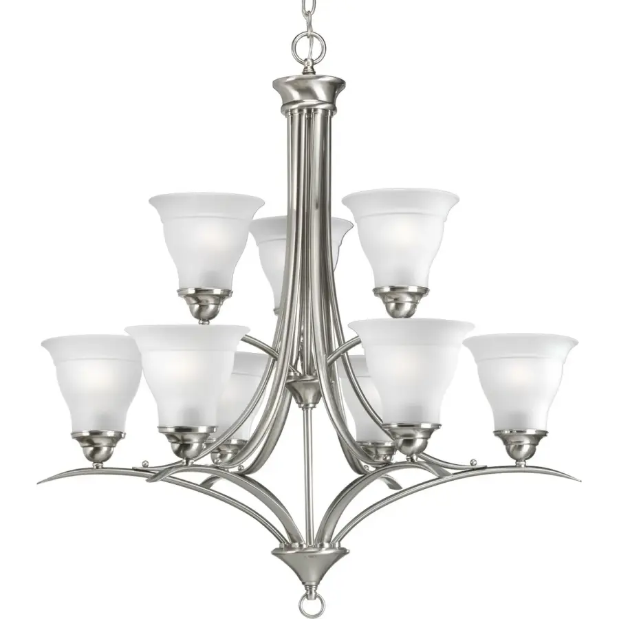 Trinity Collection Nine-Light Etched Glass Chandelier - Image 1