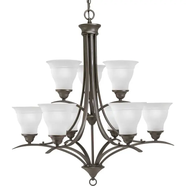 Trinity Collection Nine-Light Etched Glass Chandelier - Image 2