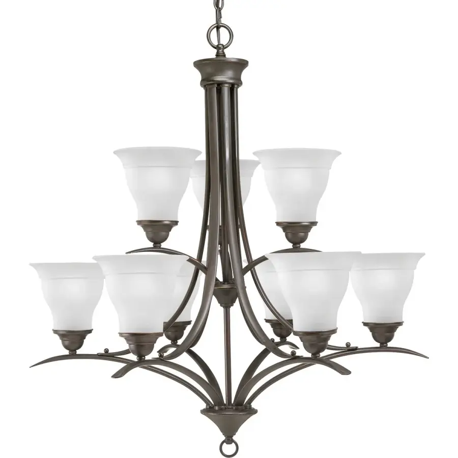 Trinity Collection Nine-Light Etched Glass Chandelier - Image 2