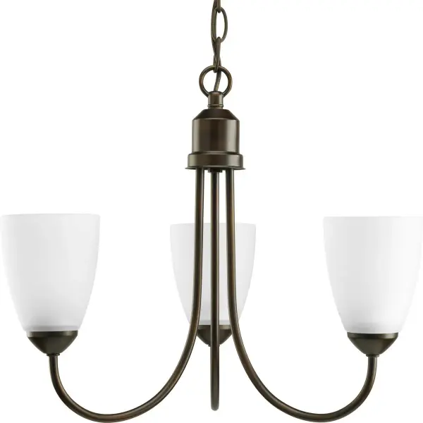 Gather Collection Three-Light Etched Glass Chandelier - Image 1