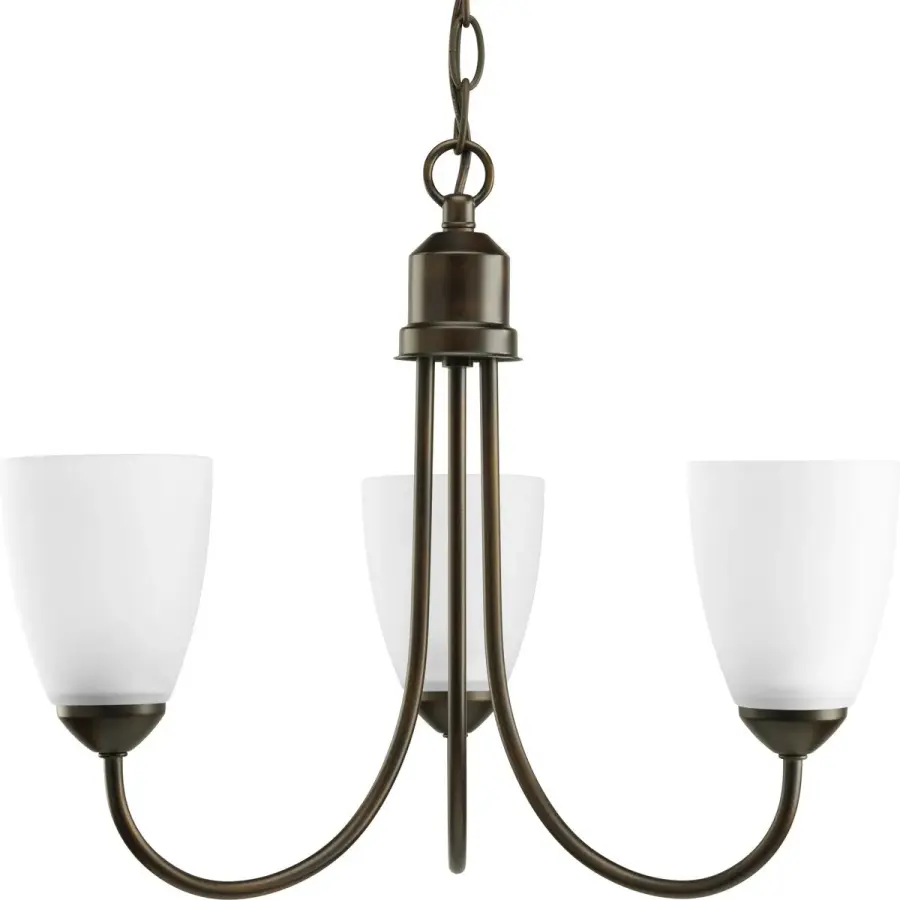 Gather Collection Three-Light Etched Glass Chandelier - Image 1