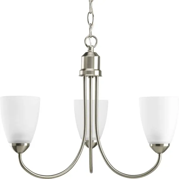 Gather Collection Three-Light Etched Glass Chandelier - Image 2