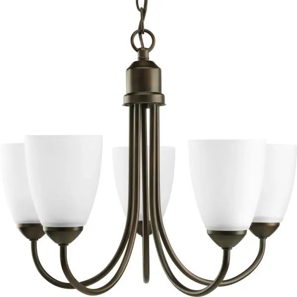 Gather Collection Five-Light Etched Glass Chandelier - Image 1