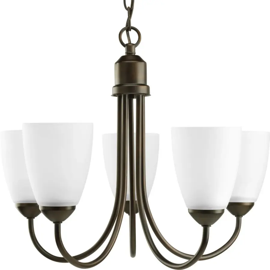 Gather Collection Five-Light Etched Glass Chandelier - Image 1