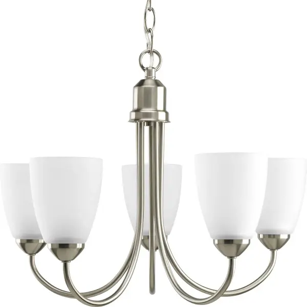 Gather Collection Five-Light Etched Glass Chandelier - Image 2