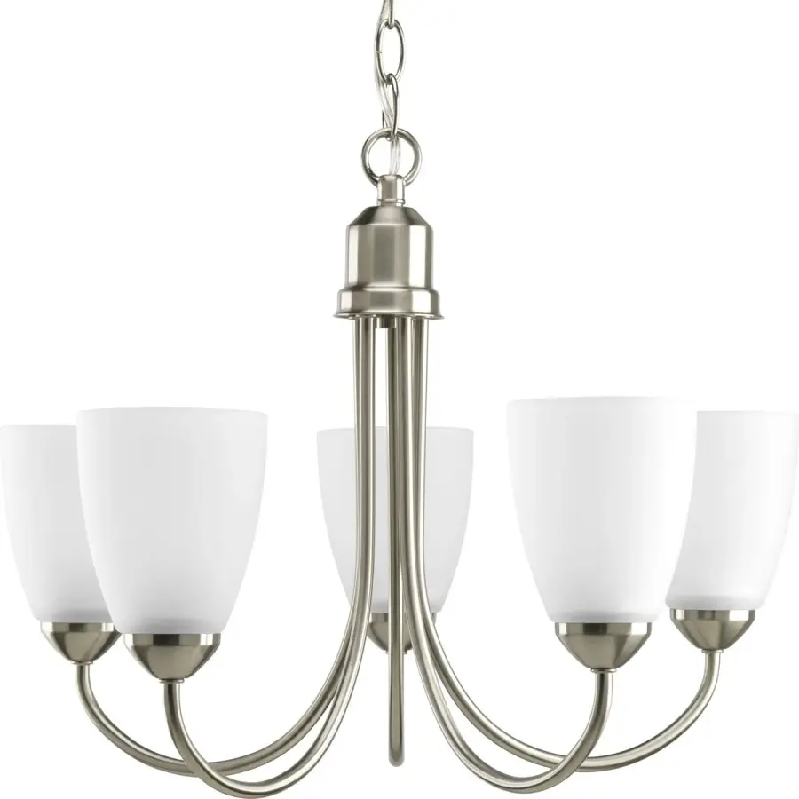 Gather Collection Five-Light Etched Glass Chandelier - Image 2