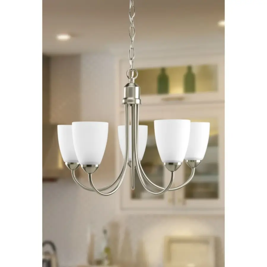 Gather Collection Five-Light Etched Glass Chandelier - Image 4