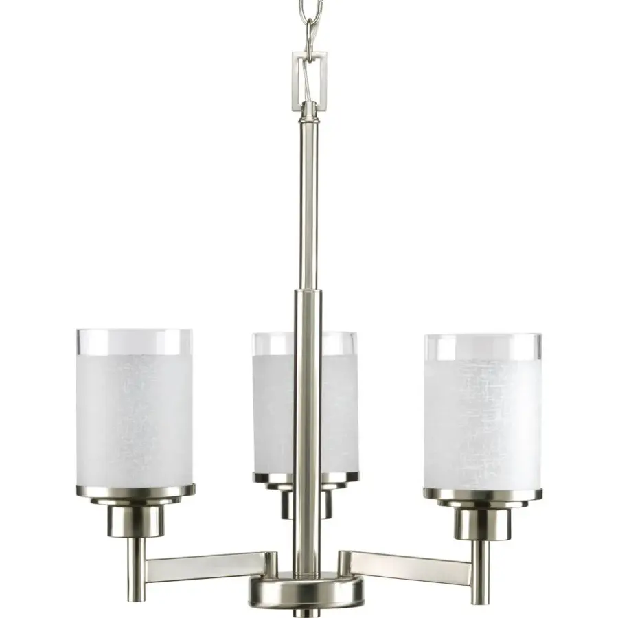Modern Three-Light Chandelier with Clear Glass and Brushed Nickel Finish - Image 1