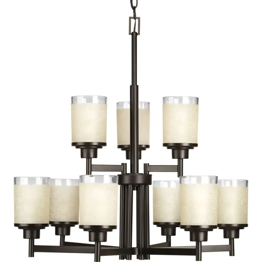 Stunning Nine-Light Statement Chandelier in Brushed Nickel - Image 1