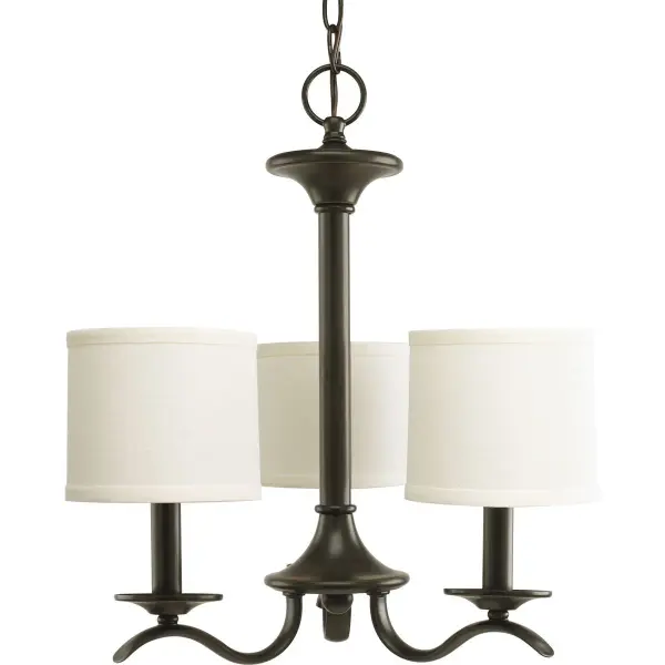 Inspire Three-Light Off-White Linen Shade Chandelier - Image 1