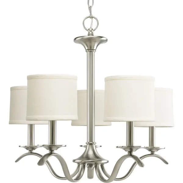Inspire Collection Five-Light Chandelier with Off-White Linen Shades - Image 1